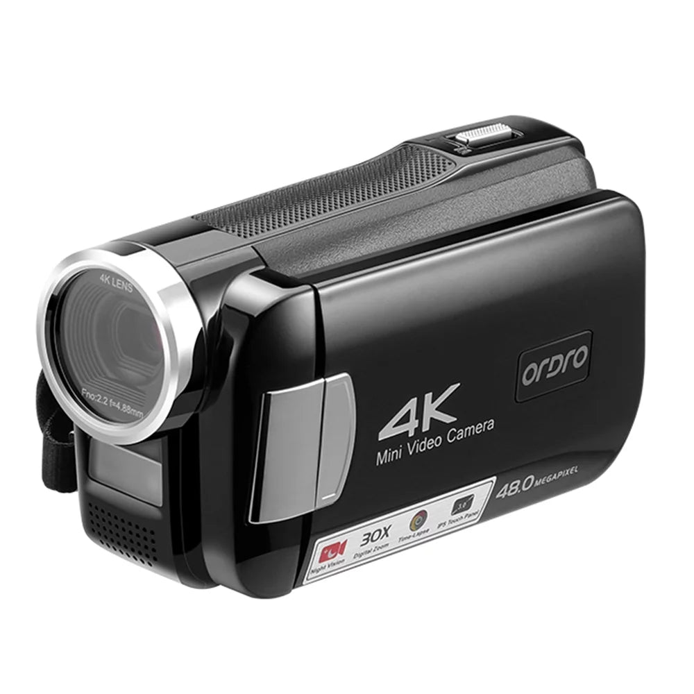 AC2 4K Digital Video Camcorder DV Recorder 48MP 30X Digital Zoom IR Night Vision 3.0 Inch IPS Touchscreen with Battery Remote Control Carry Bag