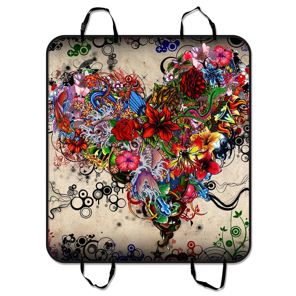 GCKG Wallpaper Stars Flowers Heart Emotions Colorful Pet Car Seat Cover Dog Car Seat Mat Hammock Cargo Mat Trunk Mat For Cars Trucks and SUV 54x60 Centimeter