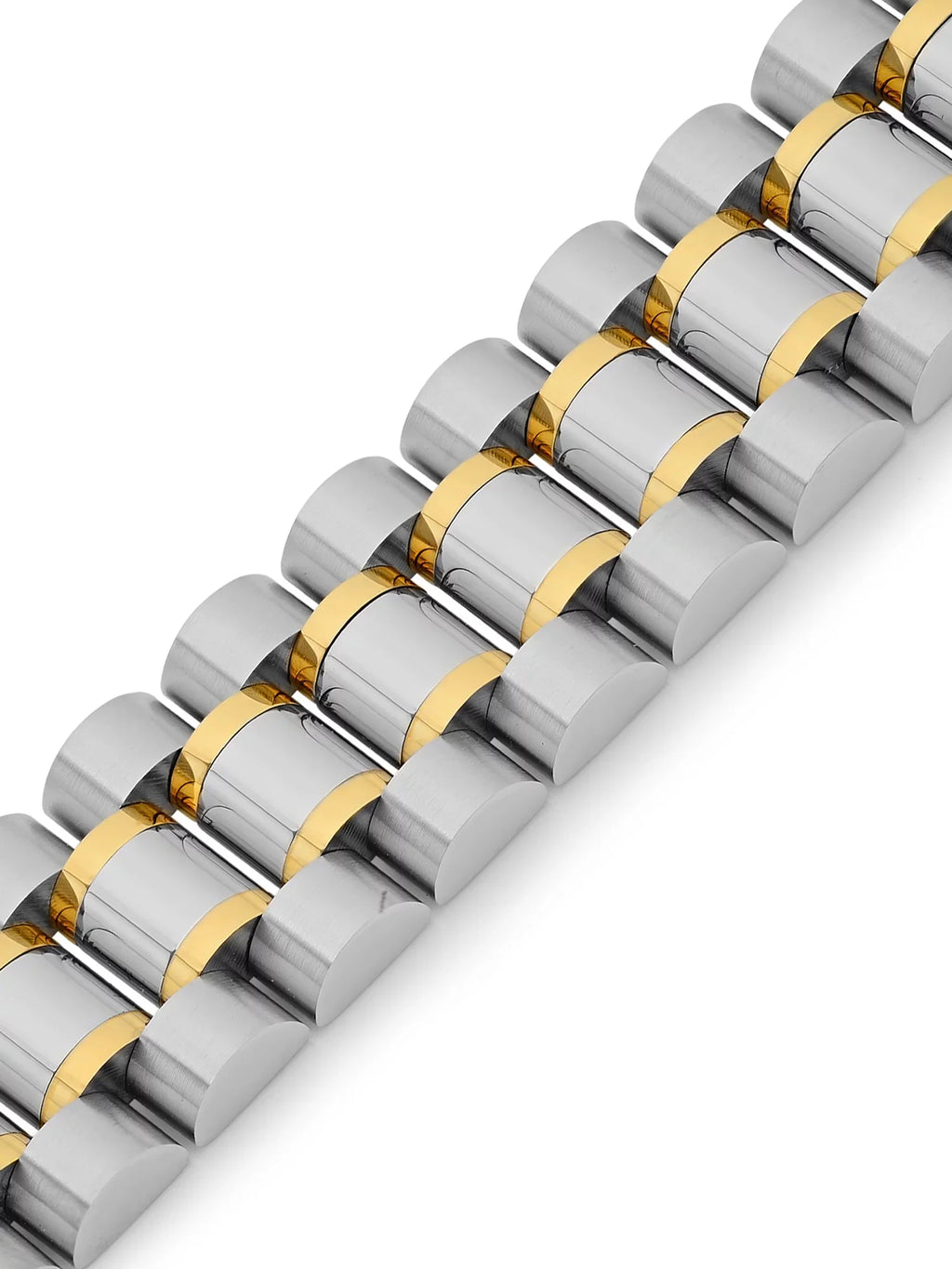 Mens Two-Tone Stainless Steel Watch Link Bracelet