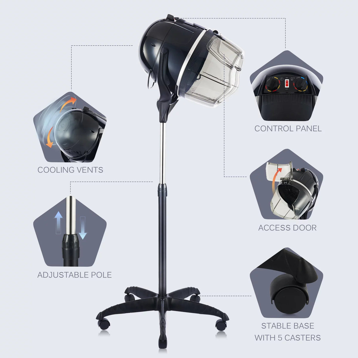 Bonnet Stand Up Hair Dryer Hood Timer Salon Styling Onyx New