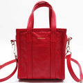 Pre-Owned BALENCIAGA Handbag Shoulder Bag Bazaar Shopper XXS Leather Red Silver Ladies (Good)