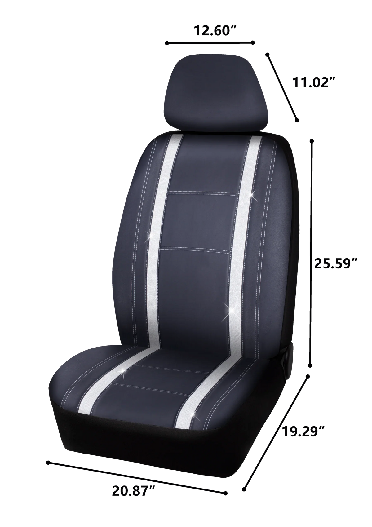 Auto Drive 2 Piece Checker Diamond Car Seat Cover Premium Leather Charcoal Universal Fit - 2102SC035