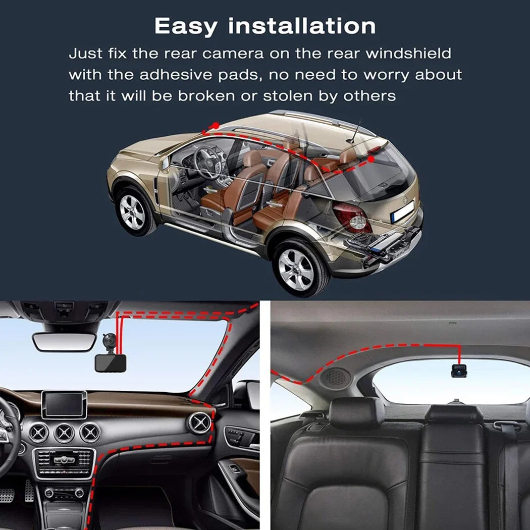 Toguard 4K Dash Cam Front and Rear Dual Dash Camera Centimeter LCD WDR Car Camera with Parking Monitor, Loop Recording, G-Sensor Function, Motion Detection, Built-in Battery