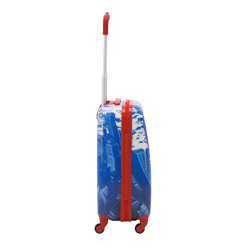 Marvel Spider-Man 21 Unit Kids Rolling Luggage, Hardshell Carry On Suitcase with Wheels, Blue