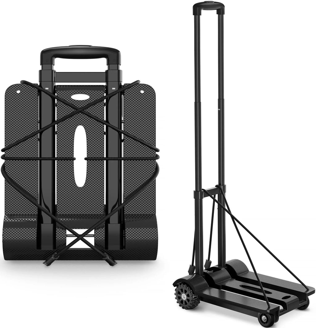 siisll Big Capacity Heavy Duty Folding Hand Truck Luggage Cart for Moving Lightweight Utility Cart for Luggage Folding Cart with Wheels Collapsible Platform Cart for Home, Office and Travel Use. Charcoal