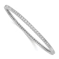 Primal Silver Sterling Silver Rhodium-plated Single Row 2.3mm Cubic Zirconia Slip-on Bangle