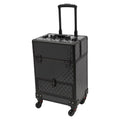 Aiqidi Rolling Makeup Train Case Wheeled Manicure Storage Case Trunk Nail Organizer Luggage Cart Salon Cosmetic Trolley Box Charcoal