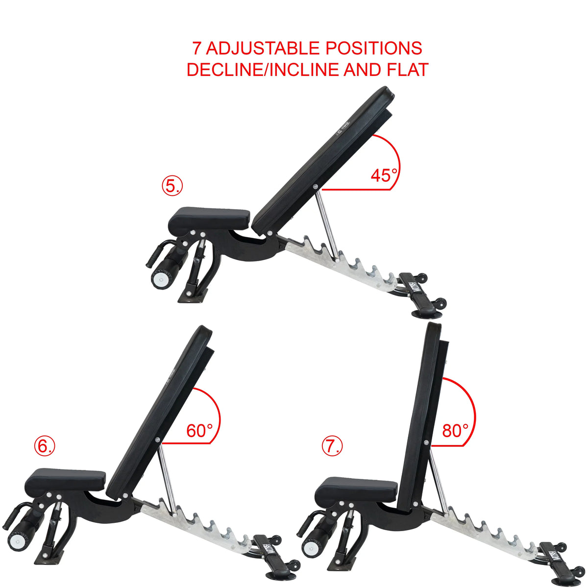 Valor Fitness Heavy Duty Adjustable Weight Bench with Nylon Wheels – 7 Positions Including Flat, Incline, and Decline Bench Press, Midnight -DD-40