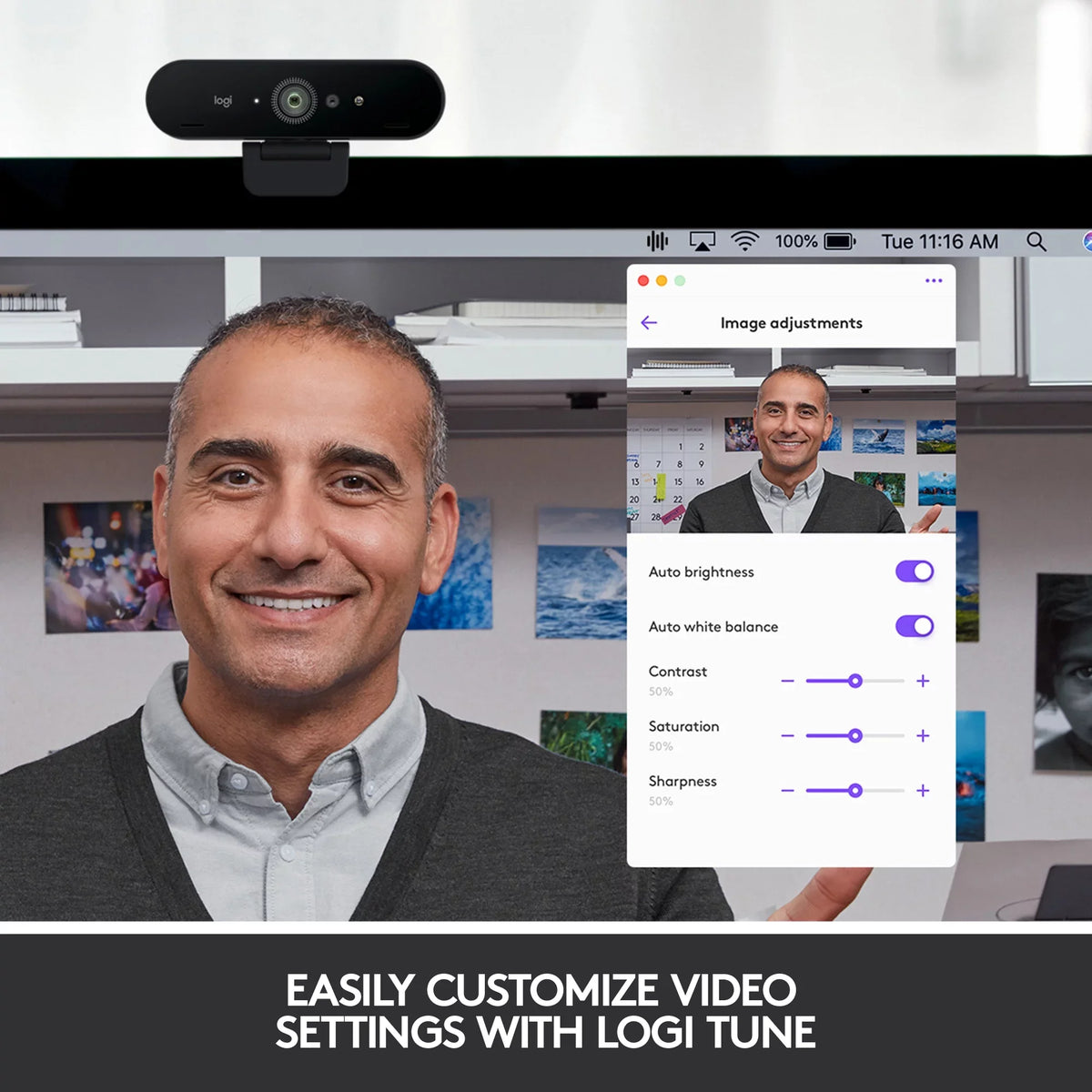 Logitech 4K Pro Webcam with HDR and Noise-Canceling Mics, Onyx
