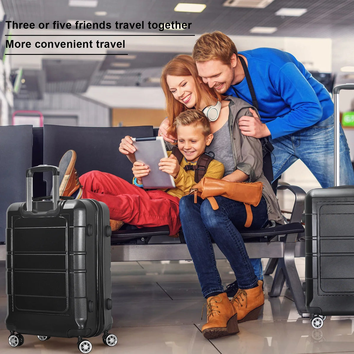 AEDILYS 3 Pcs Hardside Luggage Set, with TSA Lock and 20"/24"/28" Luggage Bags, Dark
