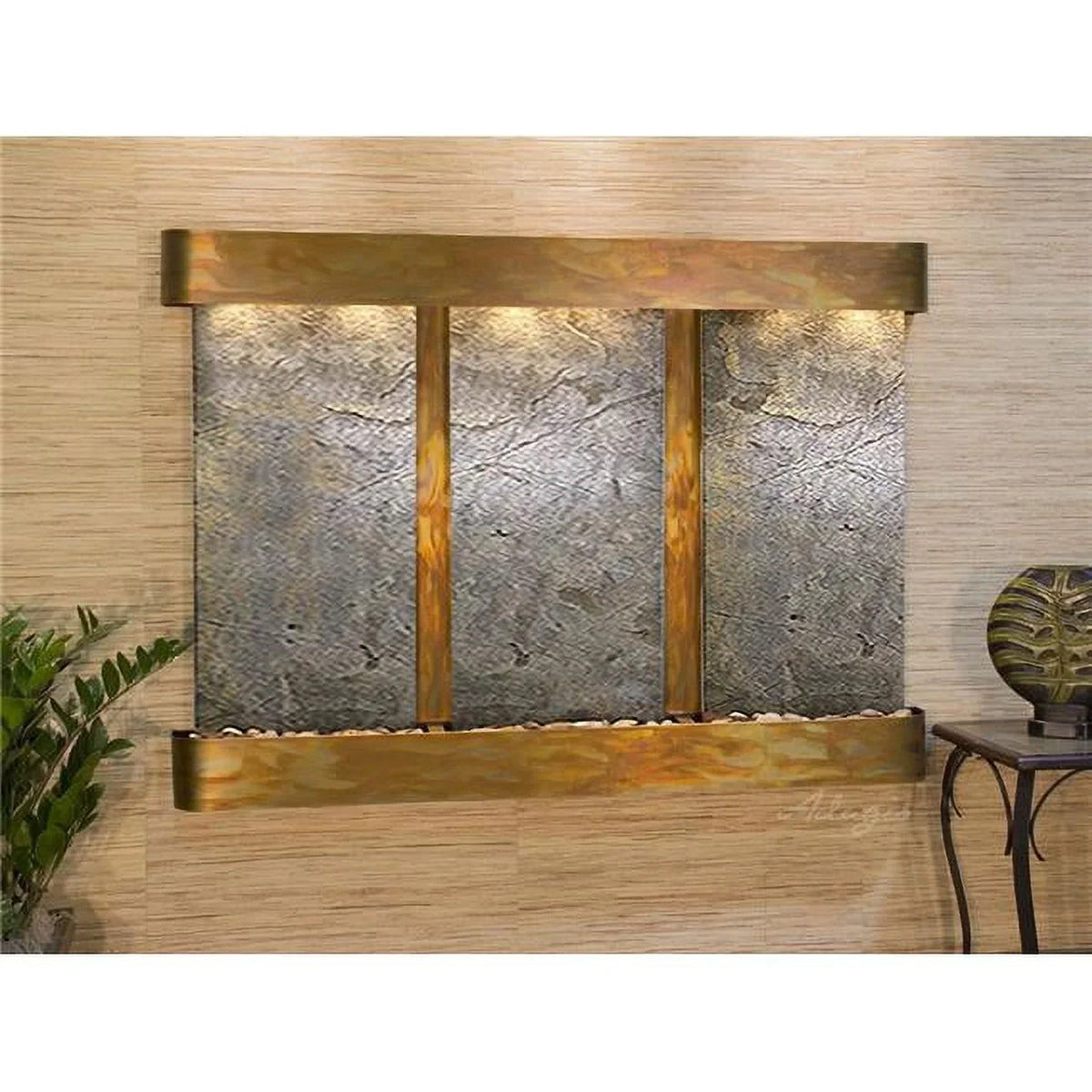 Adagio OFR1012 Olympus Falls Round Wall Fountain - Rustic Copper-Green Featherstone