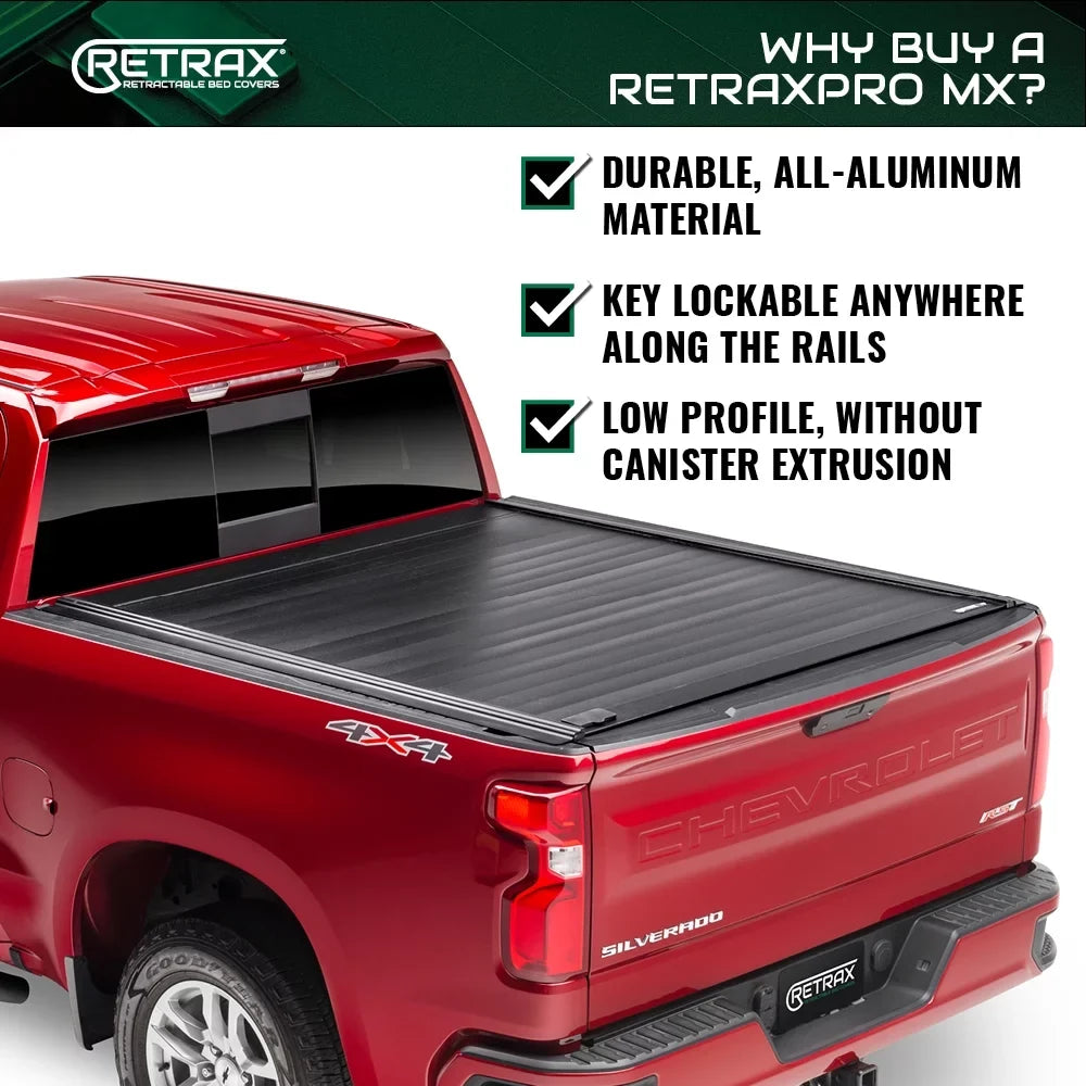 Retrax By Realtruck MX Retractable Truck Bed Tonneau Cover | 80842 | Compatible With Select 2007-2021 Toyota Tundra Regular & Double Cab with Deck Rail System 6' 7" Bed (78.7")