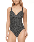 Calvin Klein Women's Twist Front Tummy Control One Piece Swimsuit Dark Size 4