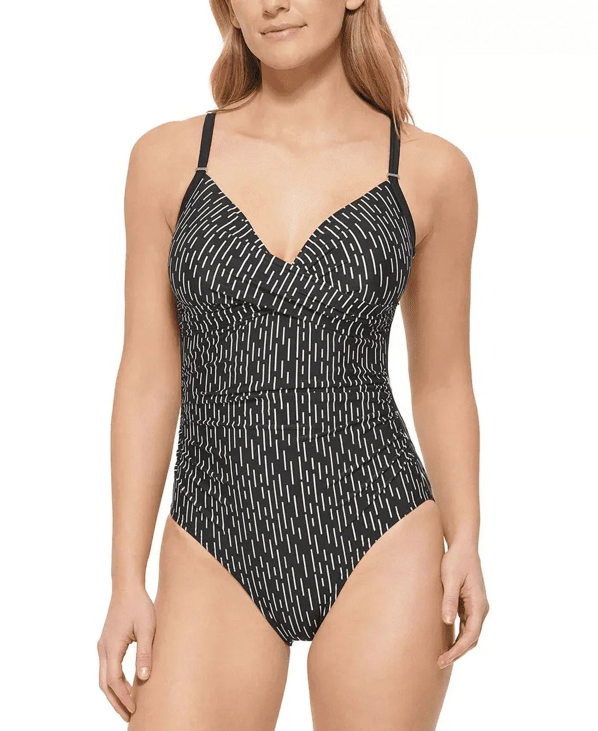 Calvin Klein Women's Twist Front Tummy Control One Piece Swimsuit Dark Size 4