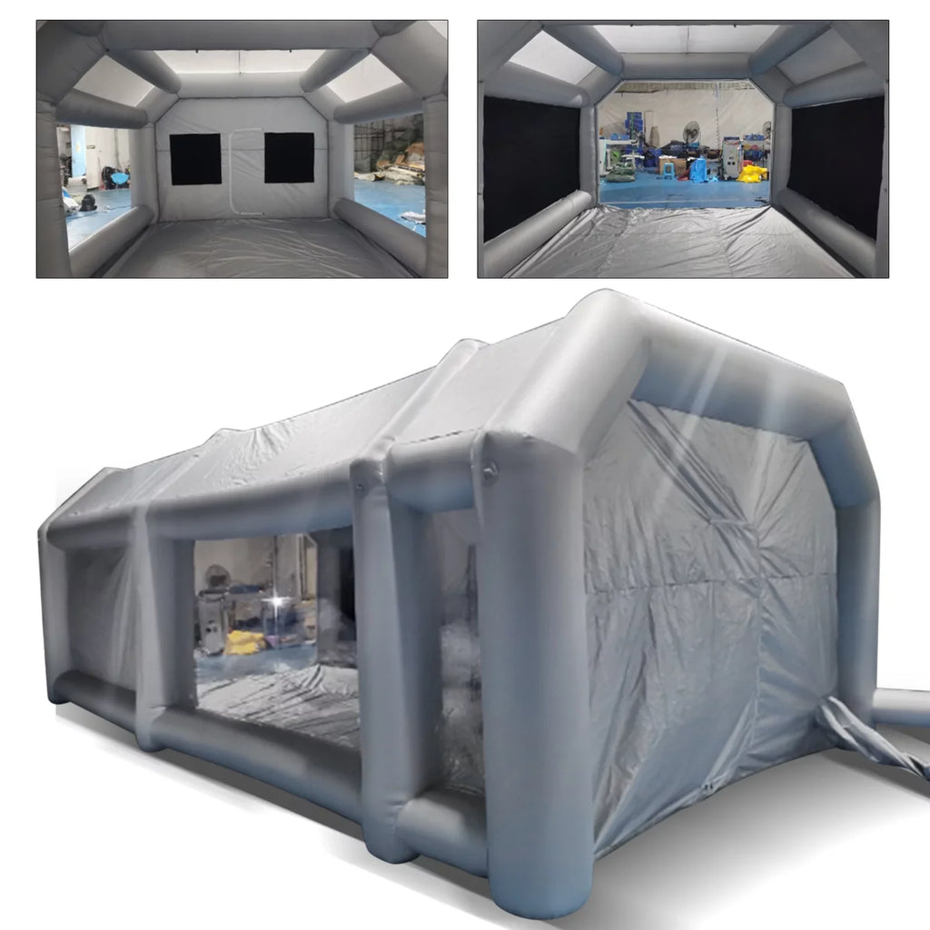 Miumaeov Inflatable Spray Paint Tent Built-in Blower Mobile Portable Giant Paint Spray Booth with Air Filter System and Transparent Polyvinyl Windows Inflatable Spray Paint Booth 26x13x10ft