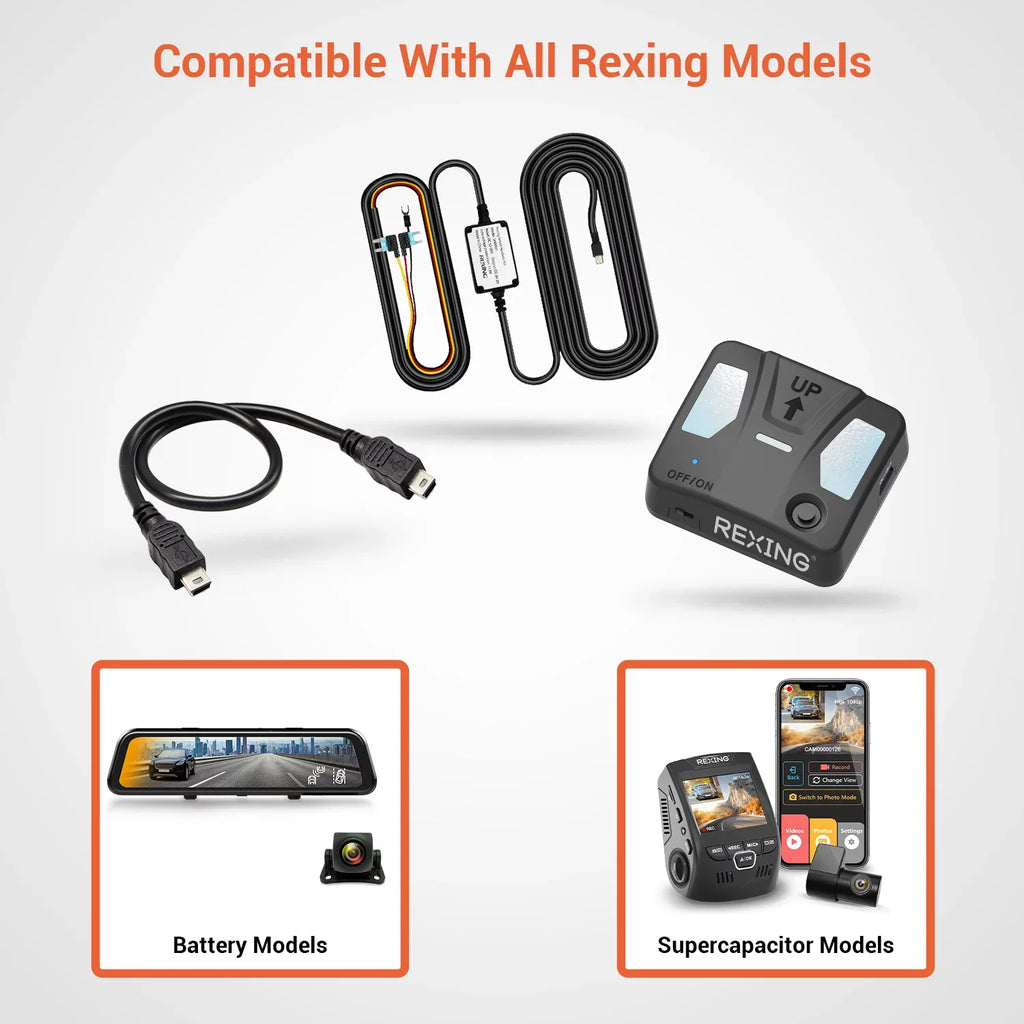 Rexing Intelligent Hardwire Kit Mini-USB Port for All Rexing Dash Cam Models