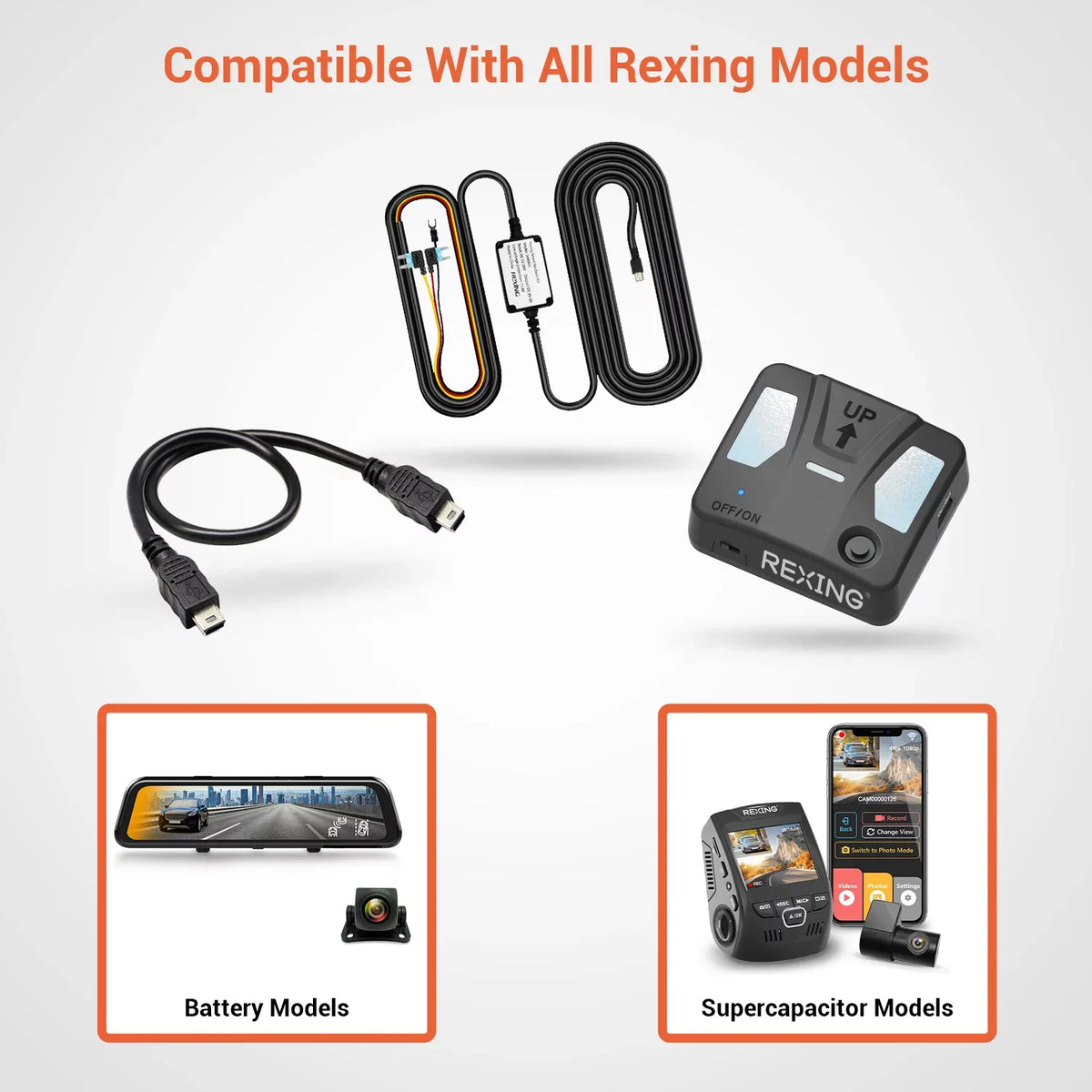 Rexing Intelligent Hardwire Kit Mini-USB Port for All Rexing Dash Cam Models