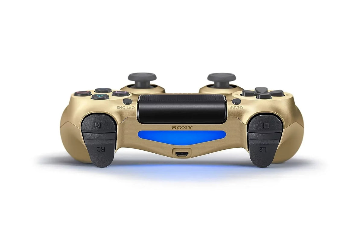 Sony Dual Shock Gold Gaming Controller For PS4 Console + Wired Earbuds BOLT AXTION Bundle Like New