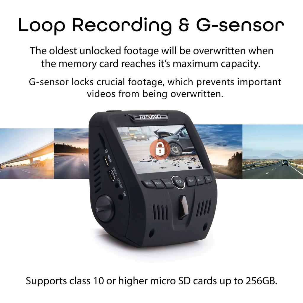 Rexing V1LG FHD 1080p Dual Channel Car Dash Cam