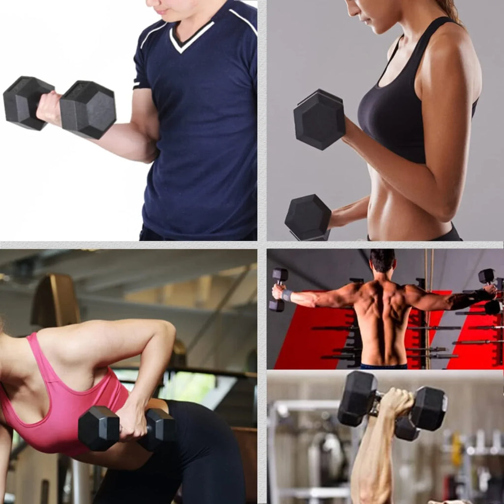 12LB Set Of 2 Hex Dumbbells Rubber Coated Cast Iron Hex Onyx Dumbbell Weights For Exercises Neoprene Dumbbell Hand Weights Anti-Slip Anti-Roll Hex Shape Colorful 12Lbs Pair