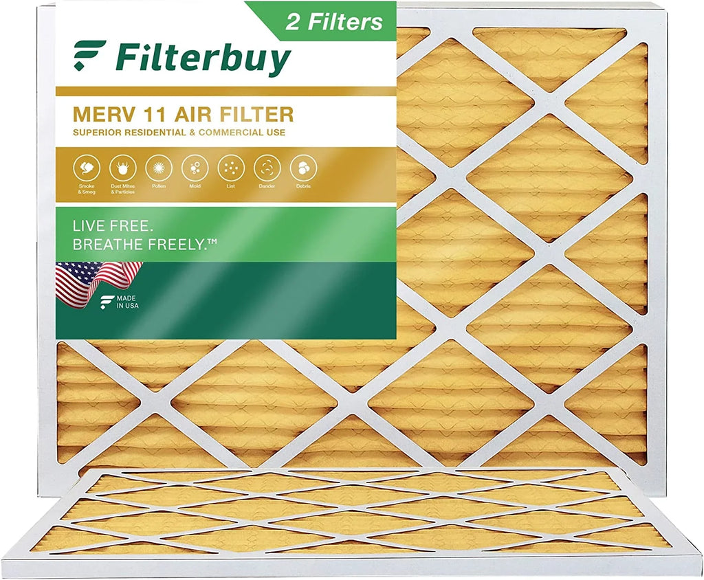 Filterbuy 10x14x1 MERV 11 Pleated HVAC AC Furnace Air Filters (2-Pack)