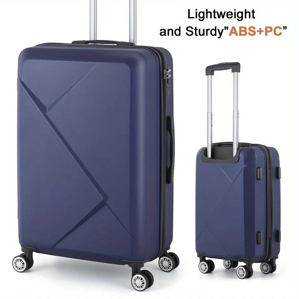 20 Inch Hardside Carry-On Luggage For Travel Business, Inch Suitcase With Four Spinner Wheels And Scratch-Resistant Surface, Lock - Blue