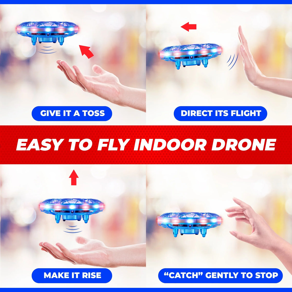 Force1 Scoot Pro Aerial Drone Hand Controlled Mini Drone with Projector LED Light (Blue)