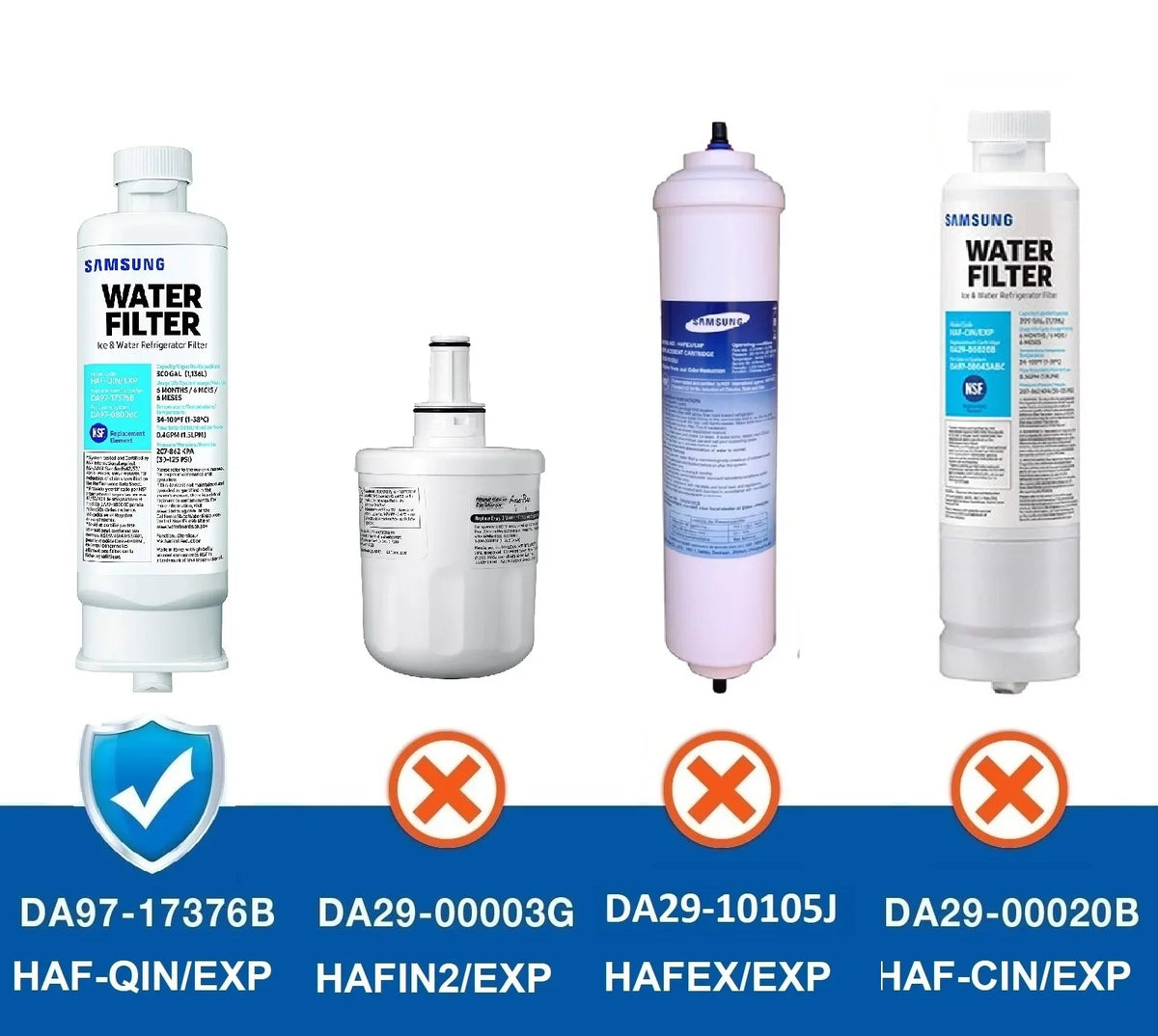 Fit for DA97-17376B HAF-QIN, HAF-QIN/EXP, /AA, DA97-08006C Refrigerator Water Filter,3 Pack
