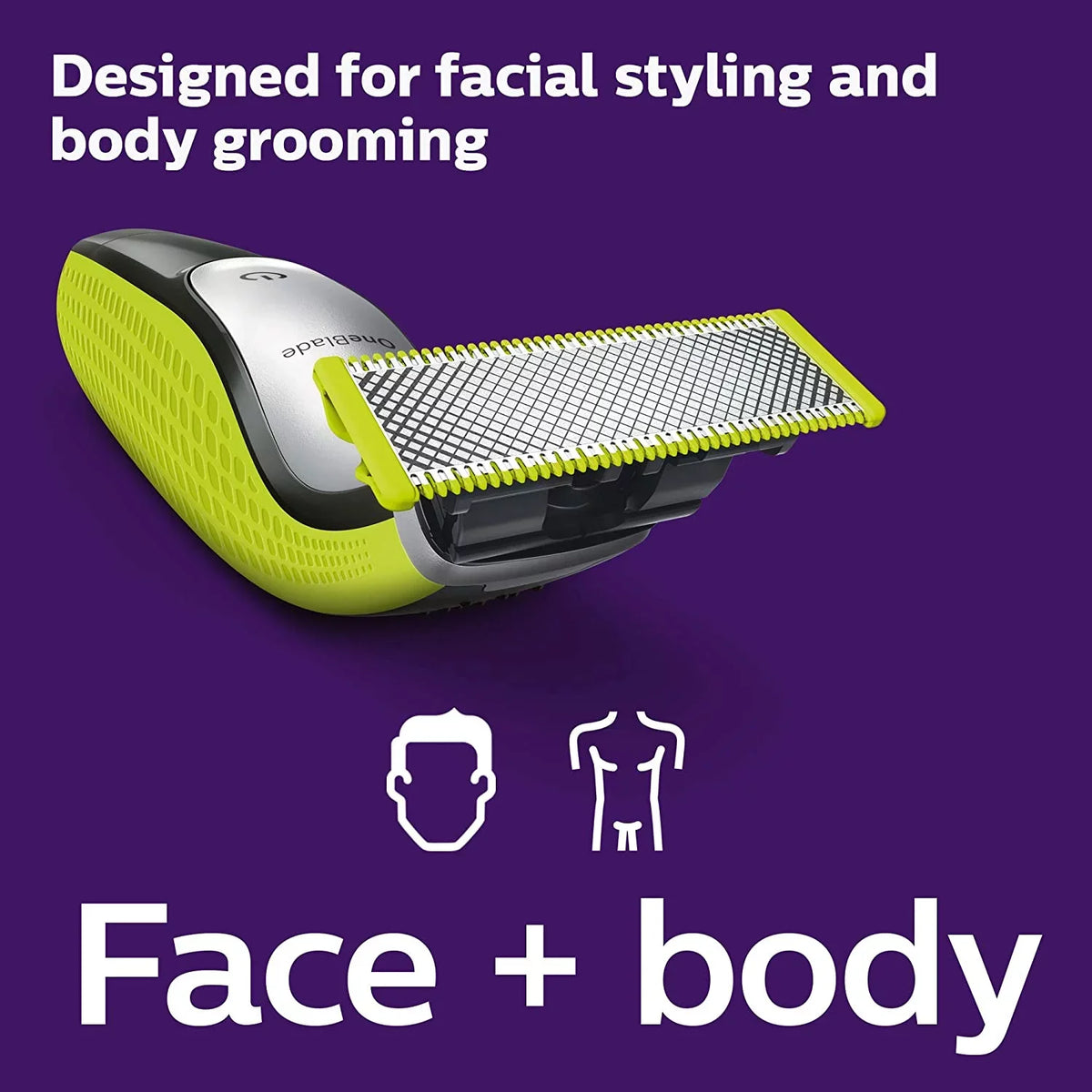Philips Norelco OneBlade Face + Body Hybrid Electric Trimmer and Shaver QP2630/70 - Midnight Green, & Silver