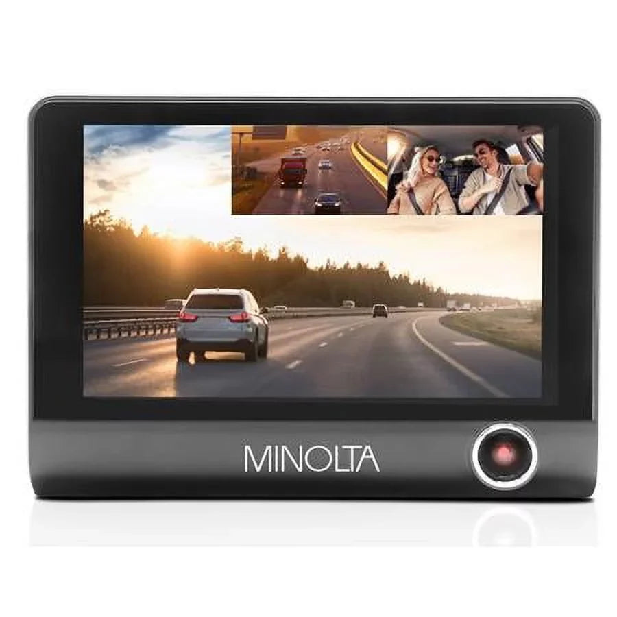 MNCD410T Full HD Front and Rear View 4" LCD Screen Dash Camera with 3-Channel Recording, Onyx