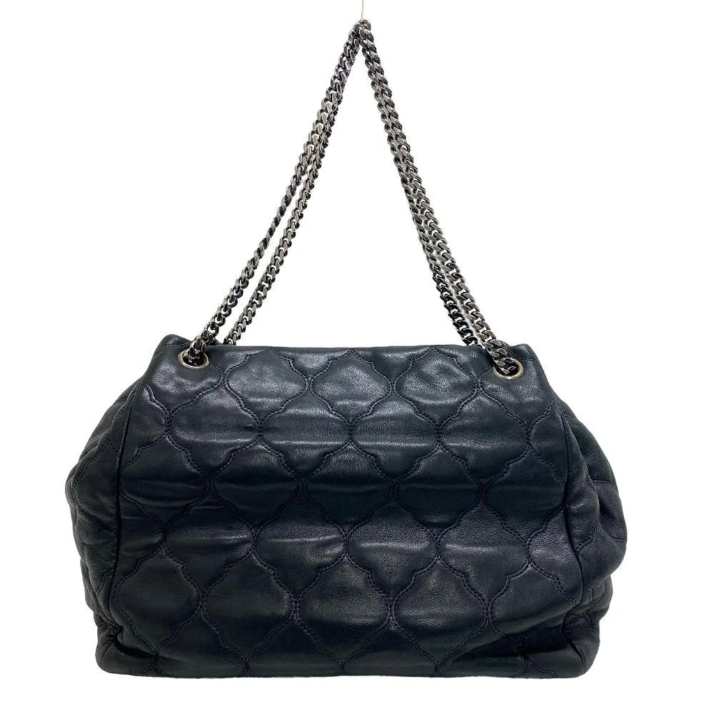 Pre-Owned CHANEL Bubble Quilt Chain Shoulder Coco Mark Handbag Charcoal Women's Z0005974 (Fair)