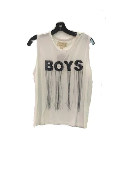 Nicole Miller Artelier WHITE Embroidered Boys Tank Top, US Large
