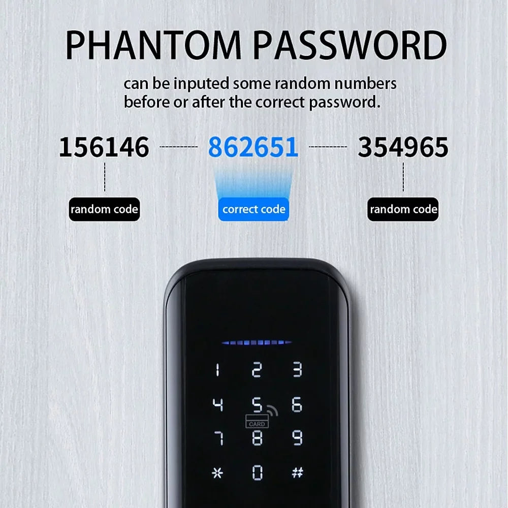 Carevas Smart Lock Fingerprint Lock Door Lock Keypad Door Lock with Handle Fingerprint Electronic Deadbolt Door Lock Smart Door Lock Compatible with APP