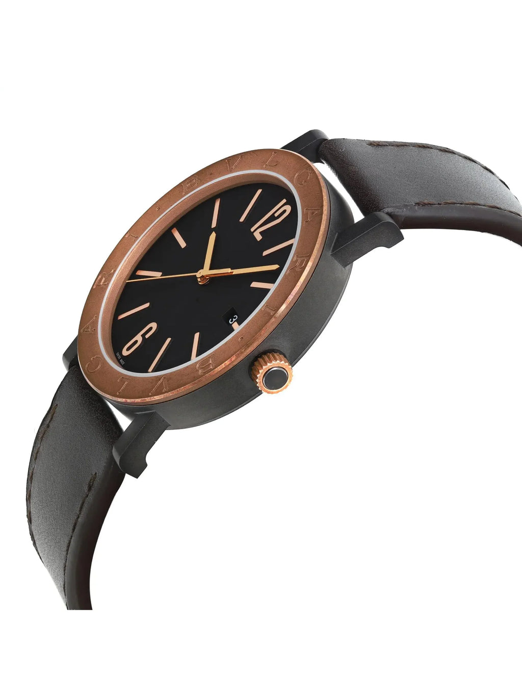 New Bvlgari Solotempo 41mm Steel Bronze Onyx Dial Automatic Men Watch 102931