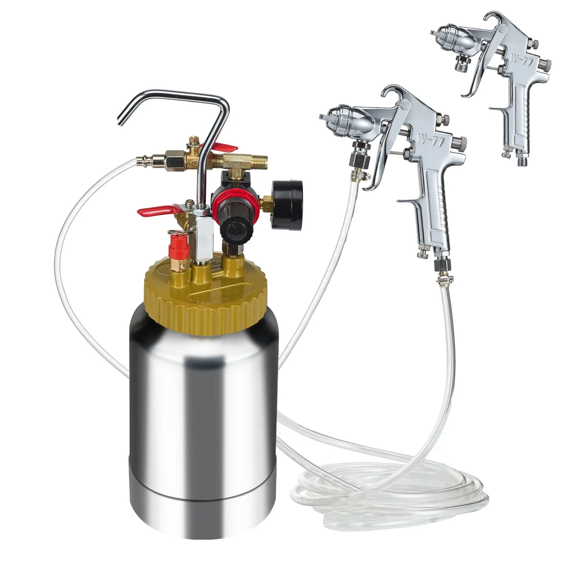 BENTISM Spray Paint Pressure Pot Tank, 2L/0.5gal Lightweight Air Paint Pressure Pot, 1.8mm Nozzle Spray Paint Gun 3m Hoses for Home Decoration Architecture Construction Automotive Painting, 45PSI Max