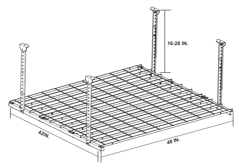 WORKPRO Overhead Garage Ceiling Rack, 48"L x 42"W x 28"H, Silver, 24'