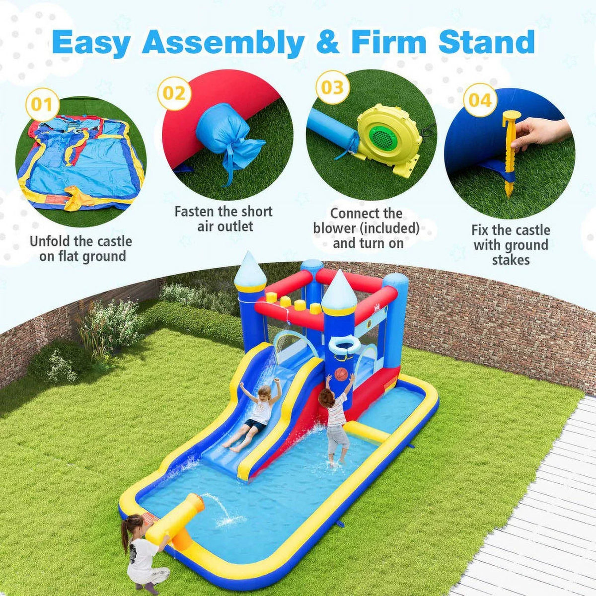 Ocean Adventure Water Slide Bounce House - 124.57 - Dive into endless fun under the sun!