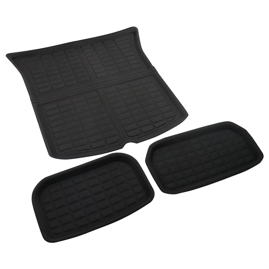 Ikon Motorsports Trunk Mats Cargo Liner Compatible with 2020-2023 Tesla Model Y, Onyx TPE 3D Molded Waterproof Anti-Slip Frunk Trunk Under Cargo Storage Liner Mat Interior Accessories 3PCS