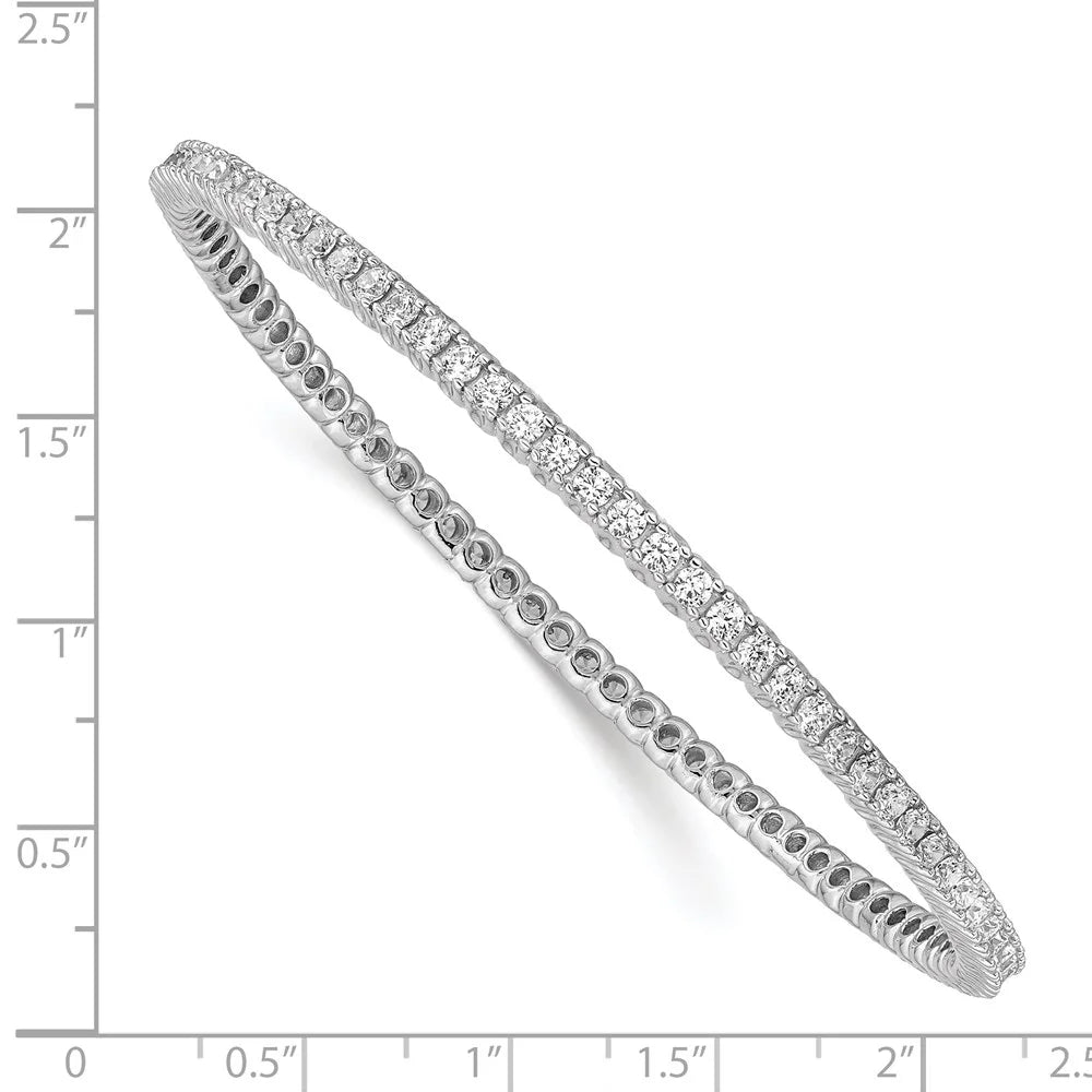 Primal Silver Sterling Silver Rhodium-plated Single Row 2.3mm Cubic Zirconia Slip-on Bangle
