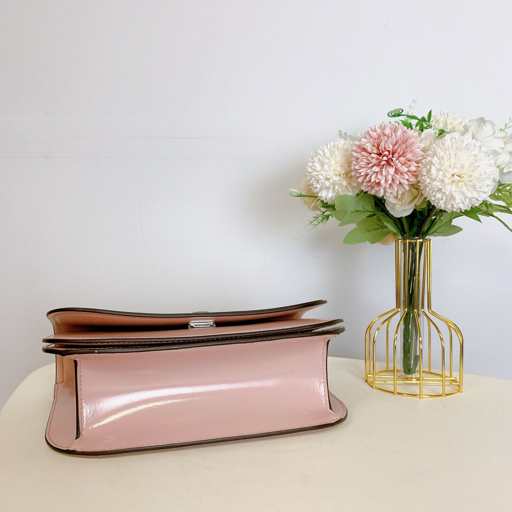 Tory Burch 149929 Emerson Top Handle Patent Leather Crossbody Bag IN CLAY PINK