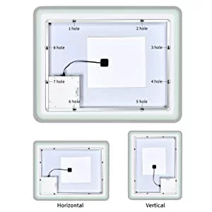 Simple Deluxe 36 x 28 Centimeter Large Wall Anti-Fog Dimmable LED Bathroom Vanity Makeup Mirror with White/Warm Light(Horizontal/Vertical), Transparent