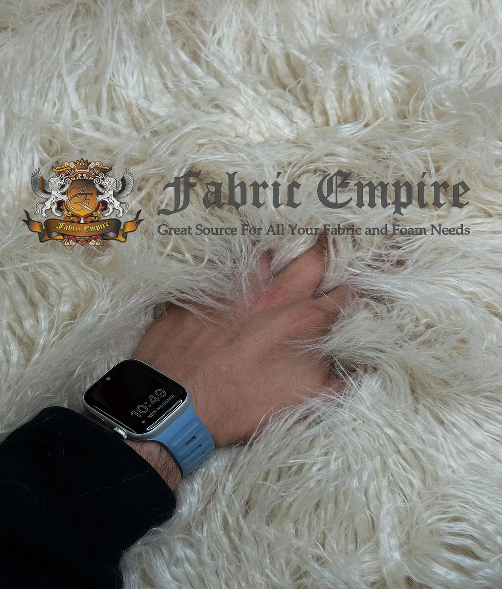 Faux Fake CURLY Yak FUR 3.5" LONG Pile Japanese Fire Retardant Yarn 2.3oz Per Yard / Craft, Sewing Cosplay 58" Wide Sold by Continuous Yard (Latte Cream)