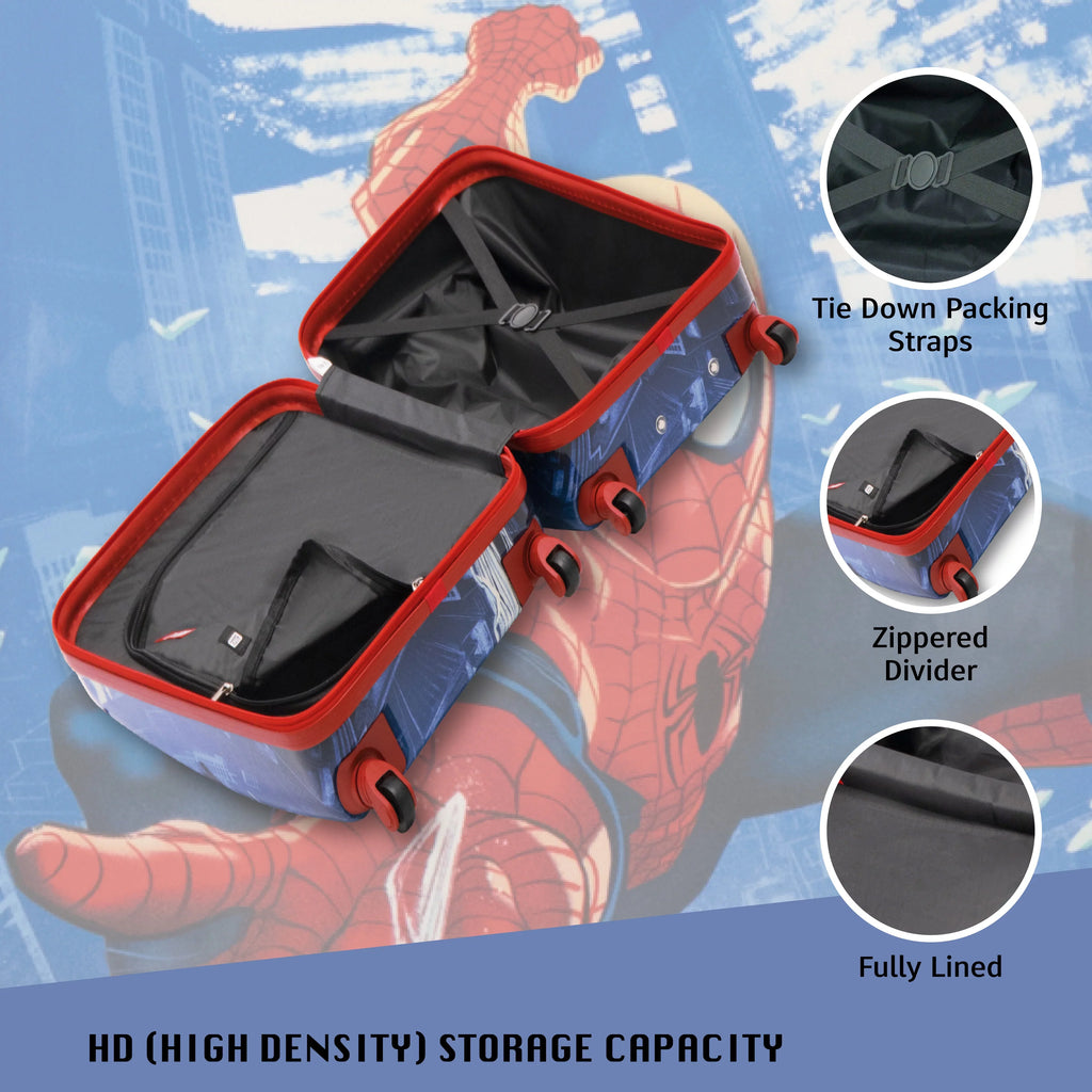 Marvel Spider-Man 21 Unit Kids Rolling Luggage, Hardshell Carry On Suitcase with Wheels, Blue