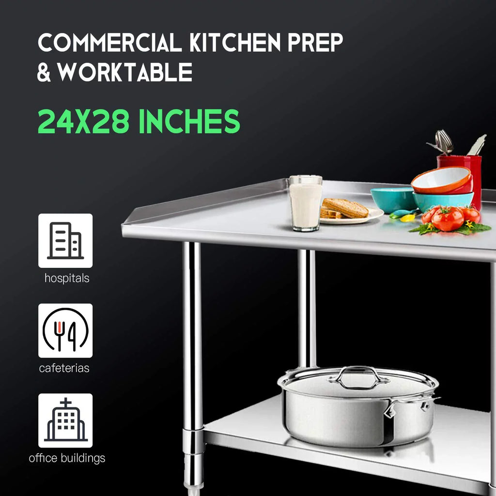 Stainless Steel Work Table - Kitchen & BBQ Table with Undershelf Workstation for Kitchen Home Restaurant Hotel-Heavy Duty Equipment Grill Stand - 24x28 Unit