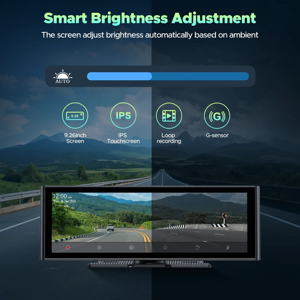TOGUARD Apple Car Play Wireless Car Stereo with 4K Front and Rear Dash Cam, 9.26" Touch Screen, Carplay Car Radio, Android Auto, 1080P Rear View Camera/Loop Recording/GPS Navigation/Mirror Link