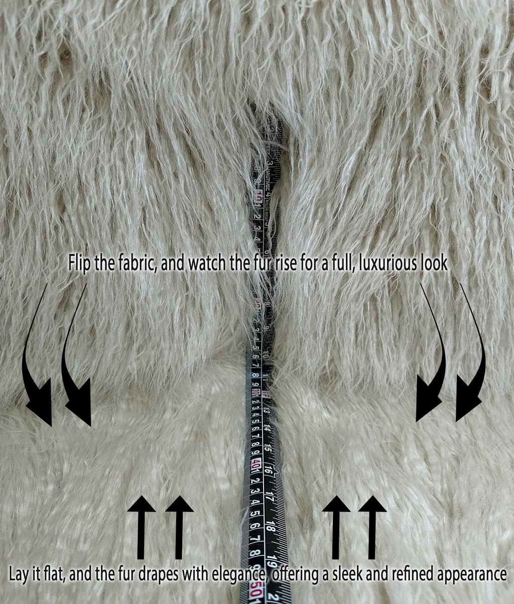 Faux Fake CURLY Yak FUR 3.5" LONG Pile Japanese Fire Retardant Yarn 2.3oz Per Yard / Craft, Sewing Cosplay 58" Wide Sold by Continuous Yard (Latte Cream)