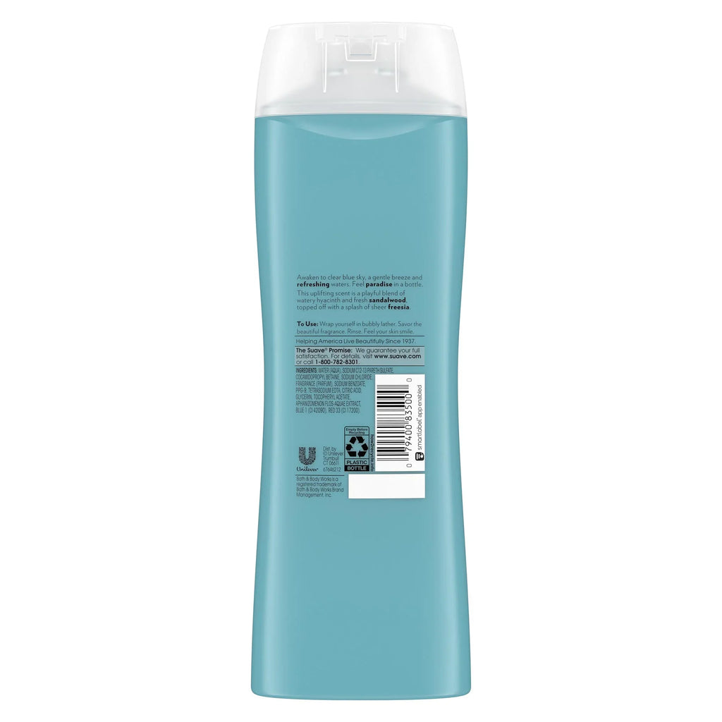 Pack of 6 Suave Essentials Body Wash For Hydrated, Smooth Skin Ocean Breeze with Sea Algae Extract and Vitamin E 15 oz,