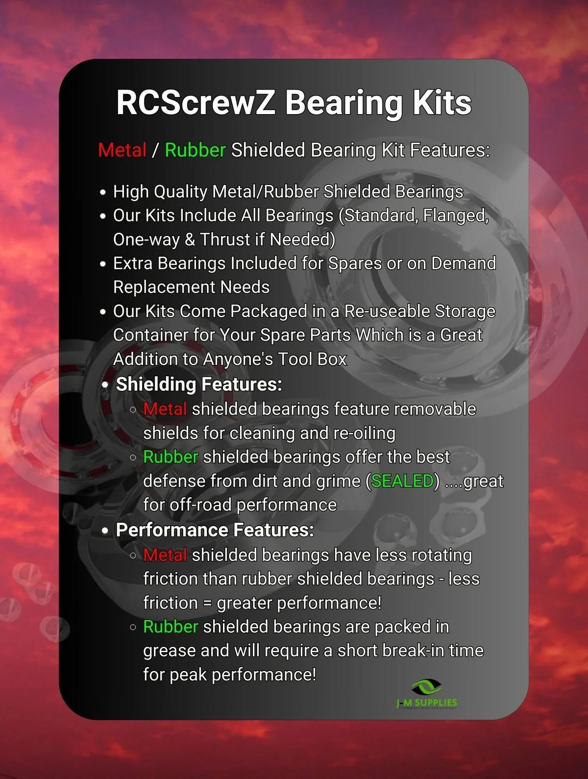 RCScrewZ Metal Shielded Bearing Kit durg004b for Team Durango DESC410R/V2 RC Car - Complete Set