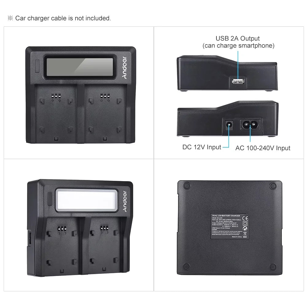 Tomshoo NP-FZ100 Dual Channel LCD Battery Replacement for Sony A7III A9 A7RIII A7SIII