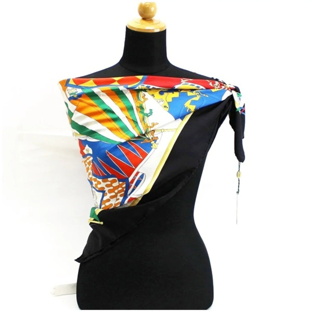 Pre-Owned Gucci Silk Scarf Muffler Stole Onyx x Multicolor GUCCI | Ladies (Good)